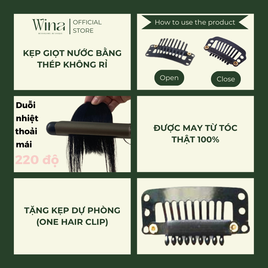 Mái Ngố Tóc Thật WINA Form Dày ( Có 2 Pát Không Pát ) MTD22