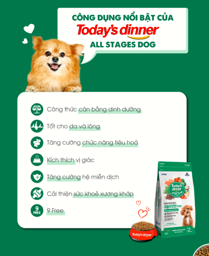 (5kg) Today's Dinner Dog - Thức ăn hạt  cho chó lớn/chó nhỏ/chó mọi lứa tuổi cân bằng dinh dưỡng cho chó nhập khẩu Hàn Quốc