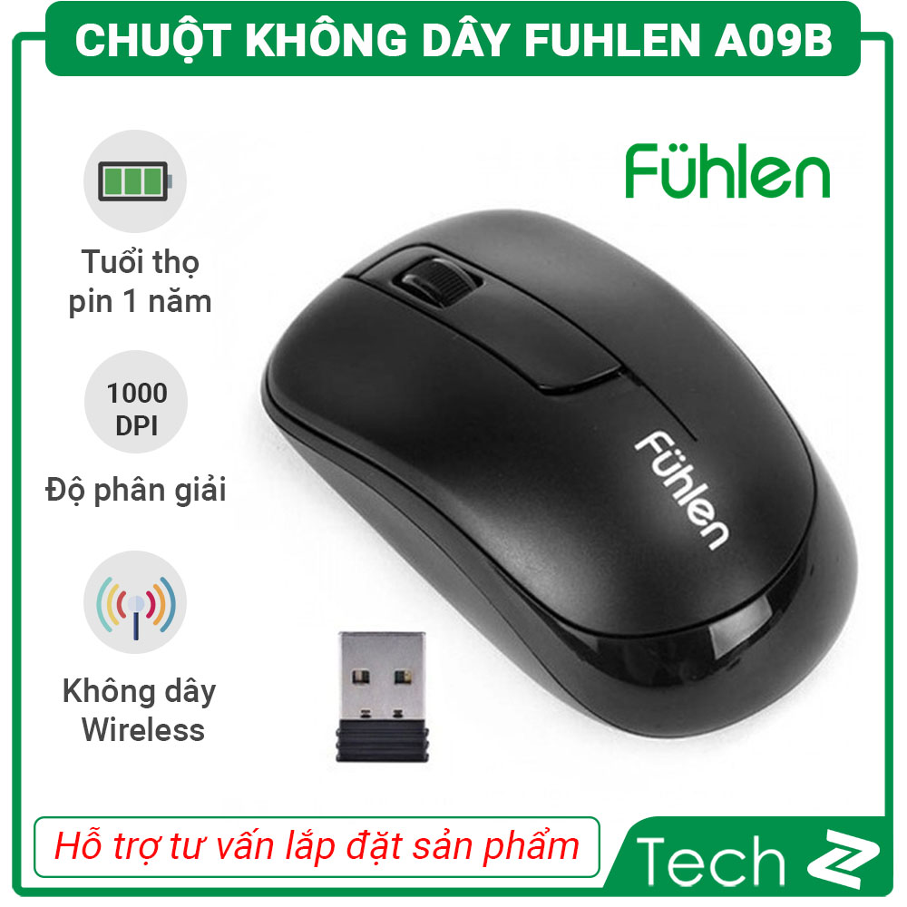 [FREESHIP MAX] Chuột không dây Fuhlen A09B (USB/đen)
