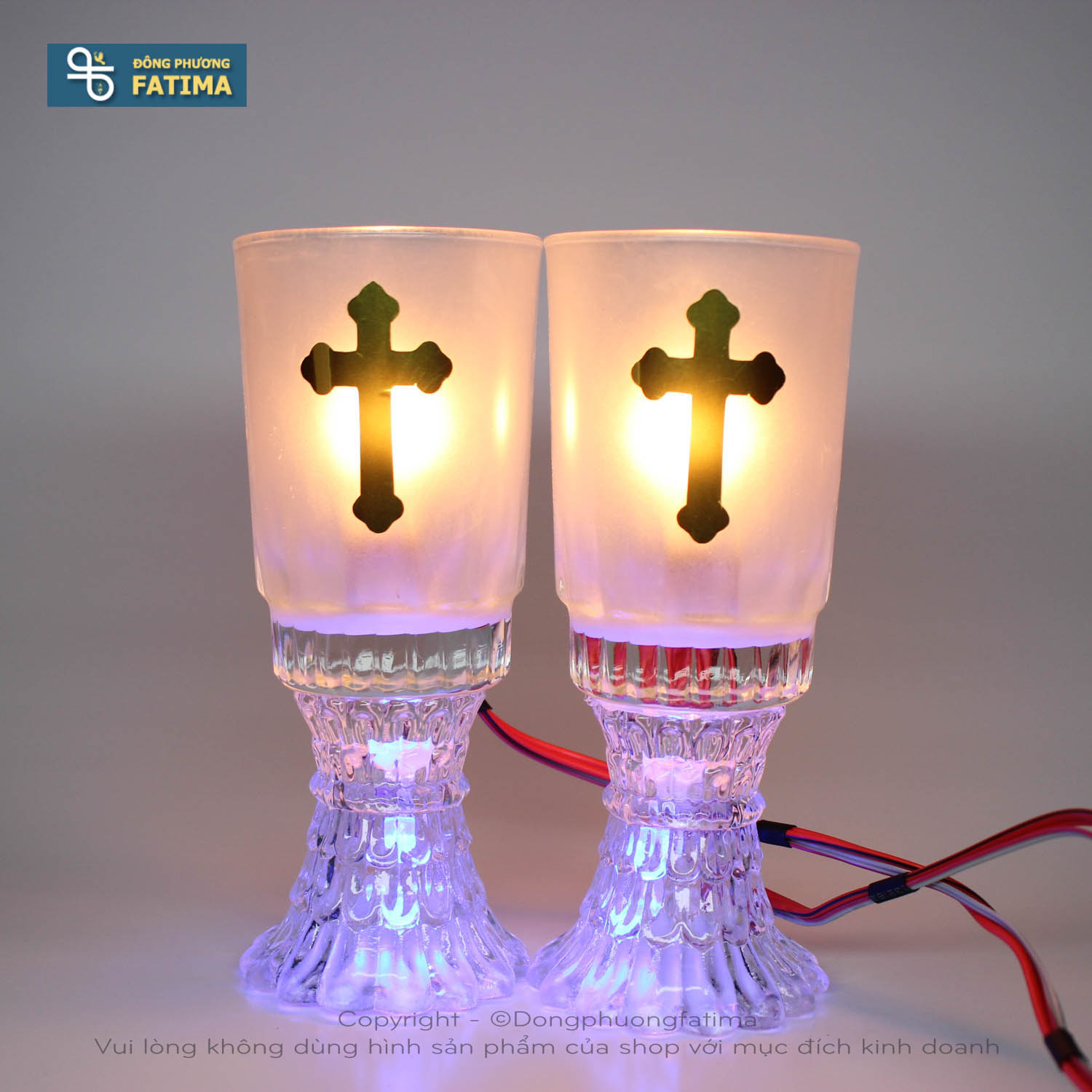 2 Cây Ly Đèn Điện K7 (16cm) (Điện 220V)- Đèn Bàn Thờ Đông Phương Fatima