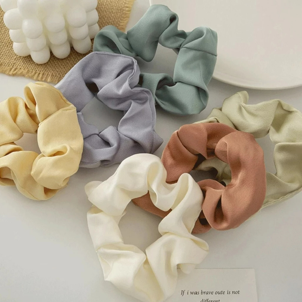 Dây cột tóc Scrunchies vải trơn phong cách Hàn Quốc