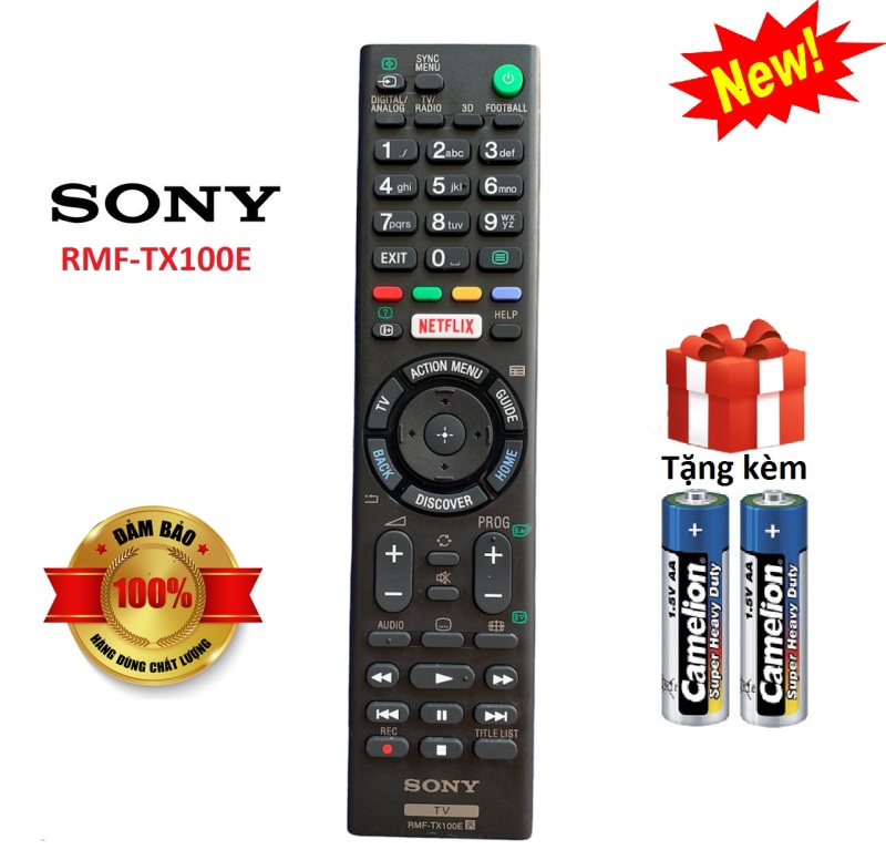Điều khiển tivi Sony RMF-TX100E dùng chung các dòng Sony LED/LCD Smart - Hàng tốt [ tặng kèm pin, BH đổi mới ]