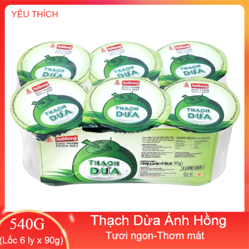 Thạch Dừa Ánh Hồng 540g nhều vị  (Lốc 6 ly x 90g)