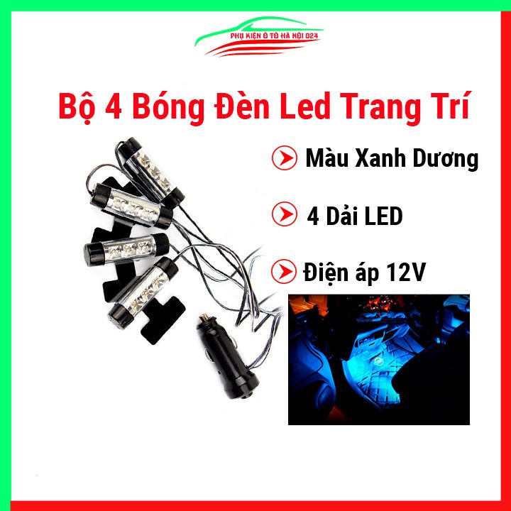 Bộ 4 bóng đèn Led trang trí màu xanh dương, trang trí nội thất xe hơi 12V, xoay được 360 độ