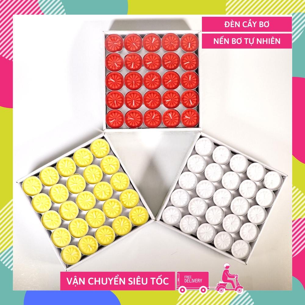 Hộp 100 nến bơ sạch thờ cúng đèn cầy Tea Light, nến đèn bơ tự nhiên 2h và 4h không khói, không mùi, tiết kiệm VIP