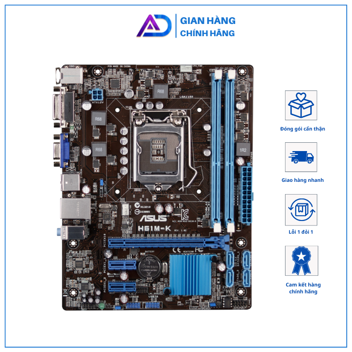 Mainboard bo mạch chủ asus h61 m-k có dvi tinhocanhduc