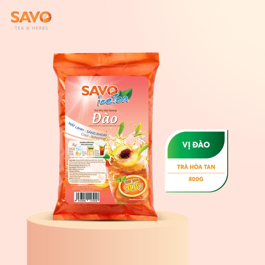 Trà Đào Hòa Tan SAVO (Peach Icetea) - Túi 800g