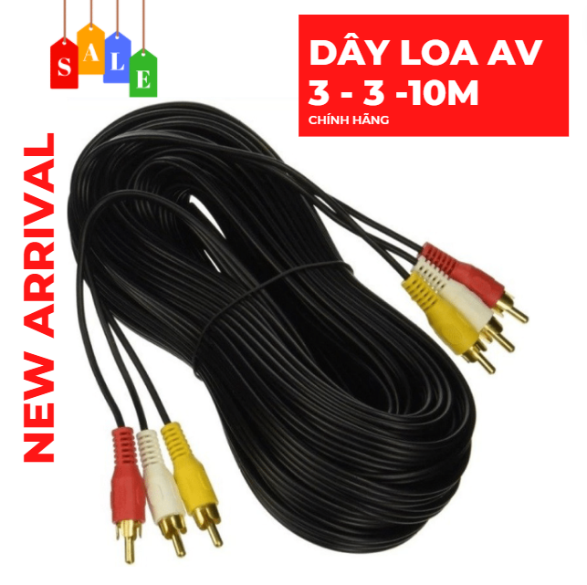 Cáp av 3 đầu hoa sen av 3 ra 3 dài 10m - hàng chính hãng