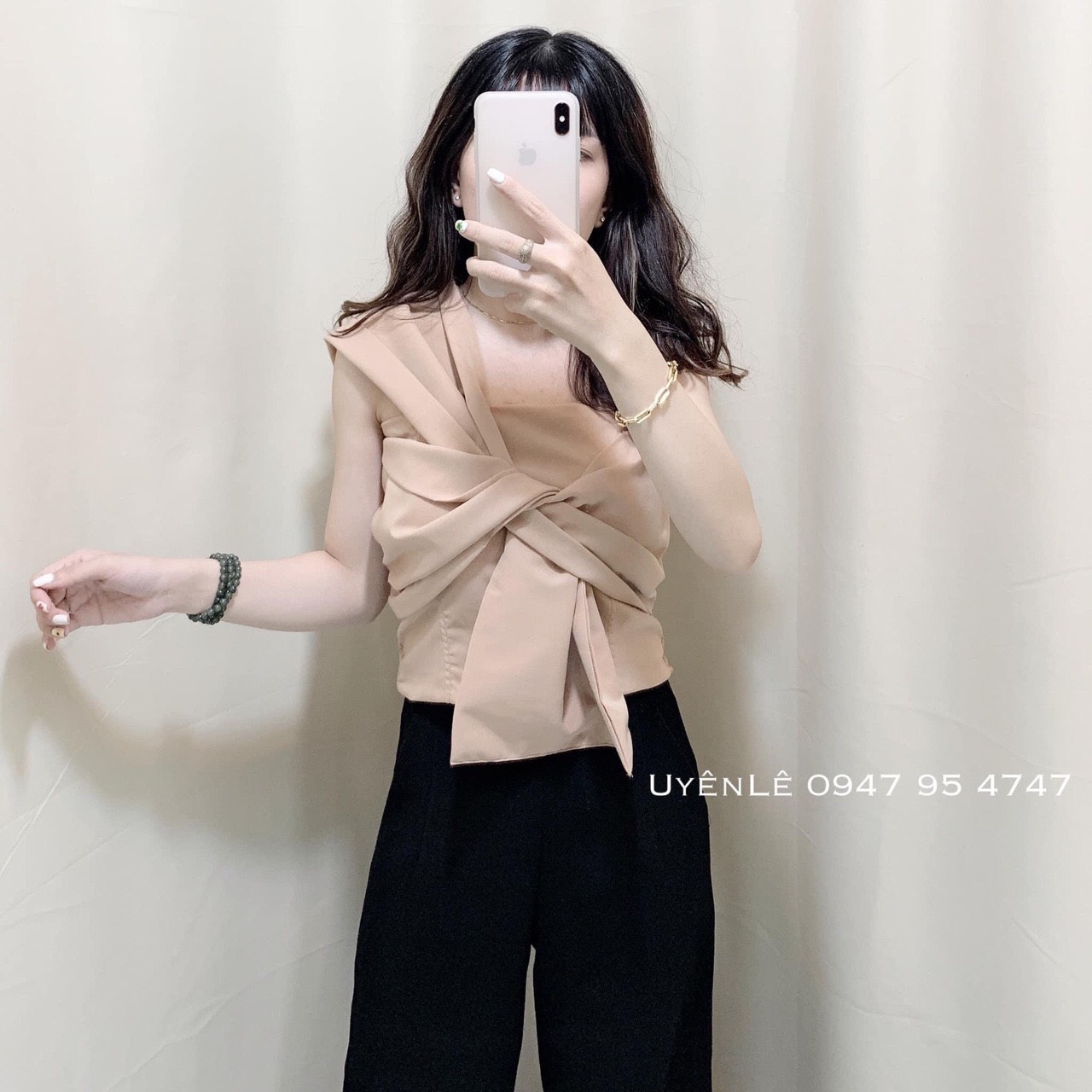 Áo kiểu đắp nơ xinh xắn ảnh thật chất kate mềm mát
