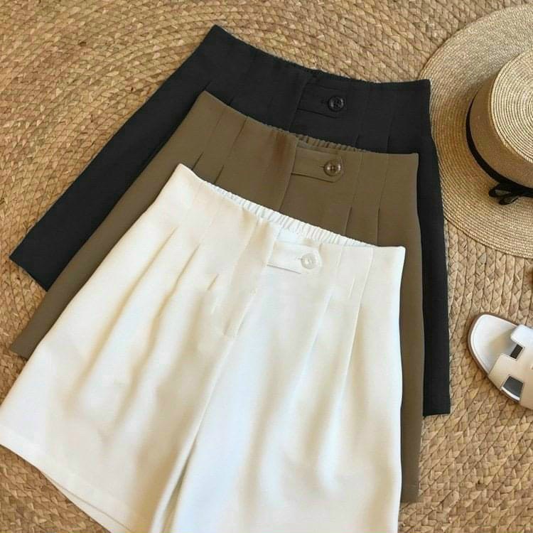 Quần short nữ cạp lưng chun sau 1 cúc cài lệch nhiều màu cho nữ