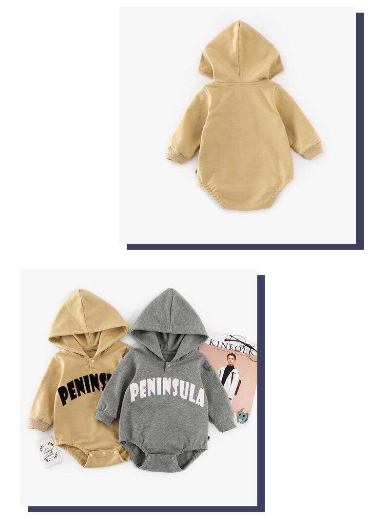 Bodysuit Tay Dài Có Mũ Cho Bé Trai