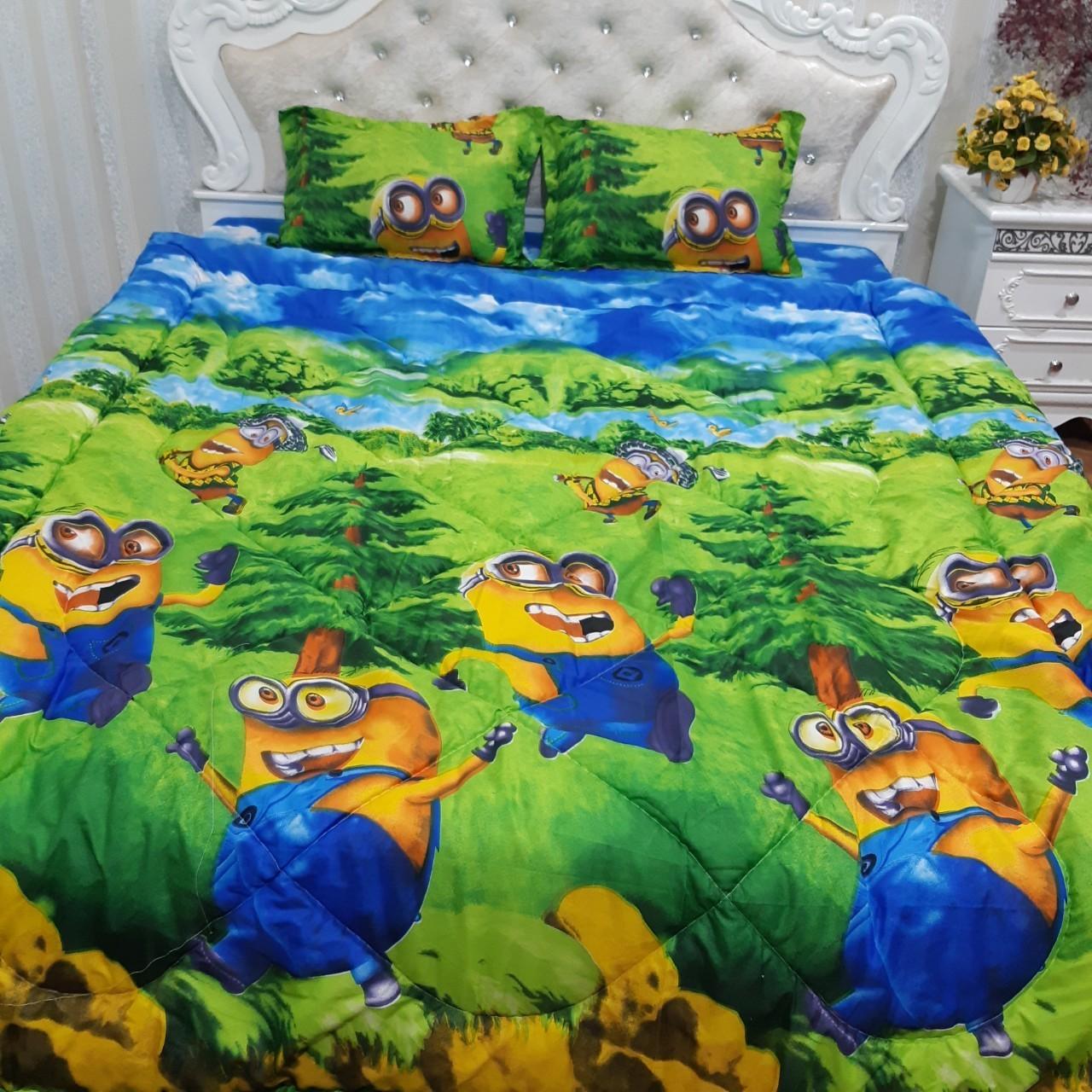 Bộ Ga Gối Cotton Polyester( 1 Ga Bọc và 2 Áo Gối Nằm) Mẫu Rừng Xanh