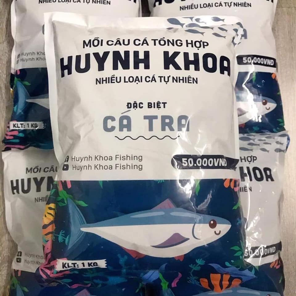 [TẶNG KÈM CHÙM NHO 4 LƯỠI] 1KG MỒI CÂU CÁ TRA HUỲNH KHOA