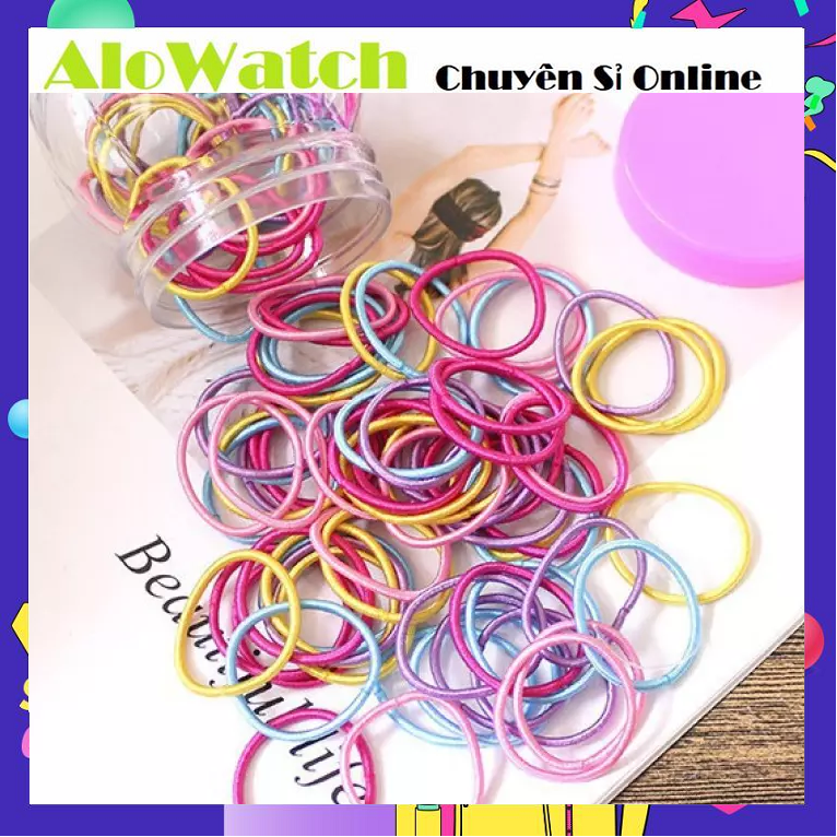 Set 100 dây thun cột tóc trơn nhiều màu cho bạn gái siêu xinh nha