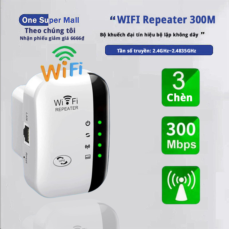 Bộ khuếch đại tín hiệu bộ lặp không dây WIFI Repeater 300M, bộ mở rộng sóng wifi chuẩn N