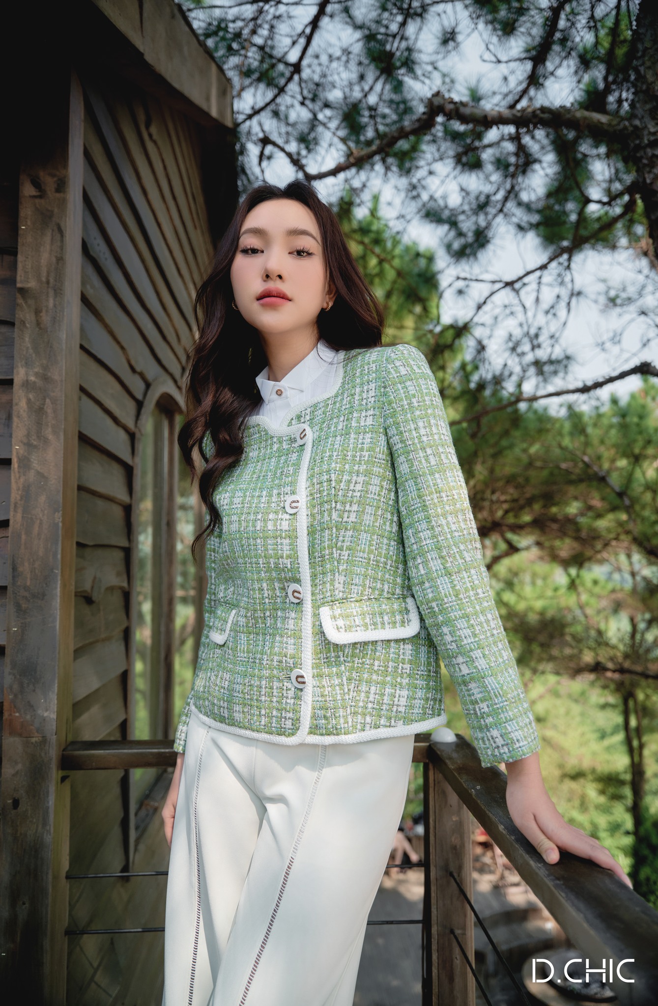 D.CHIC Áo khoác cúc lệch 2 túi MS: 160696