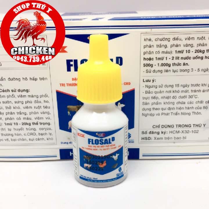 Flosal D 10ml 1 chai  trị khò khè sổ mũi cho gà đá