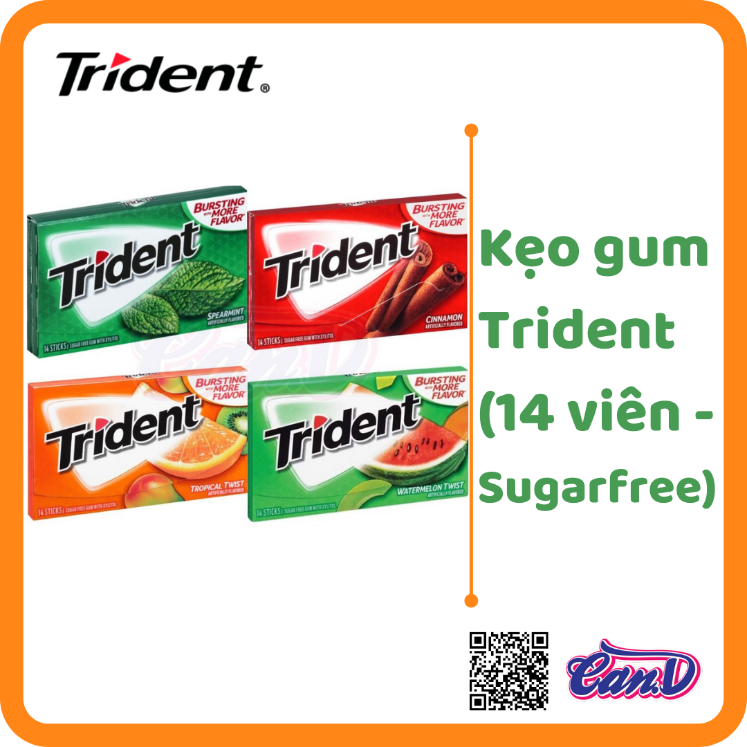 (4 vị) Kẹo Gum Trident (14 viên – Sugarfree)