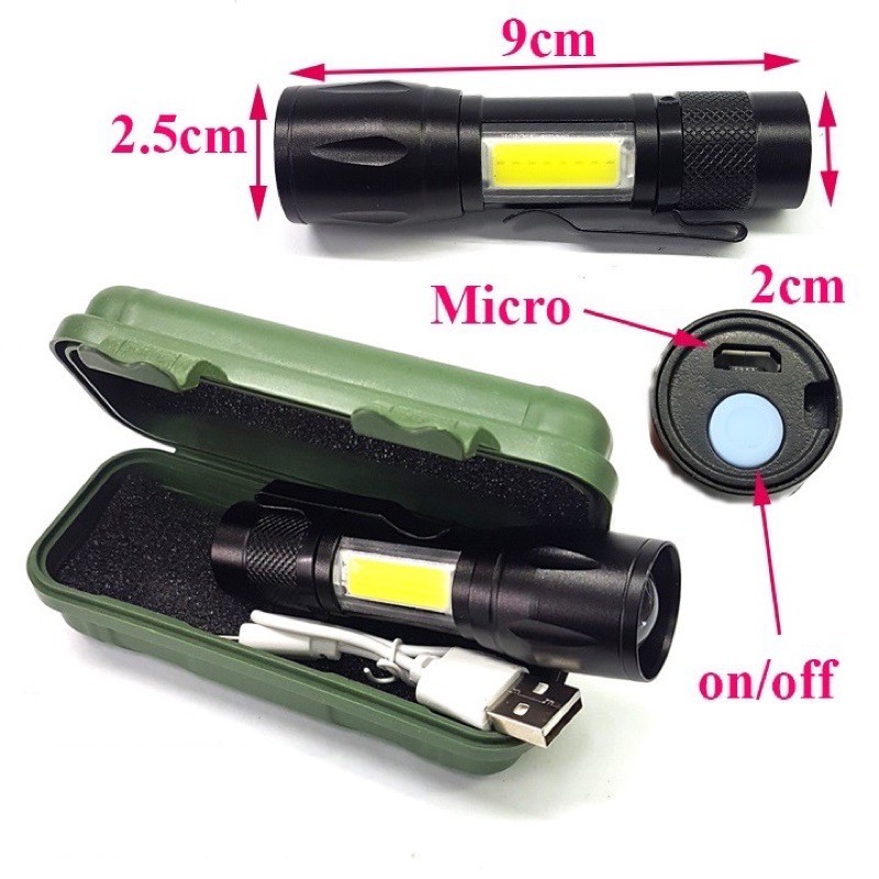 Đèn Pin MINI NHỏ Siêu Sáng Cao Cấp Có Zoom