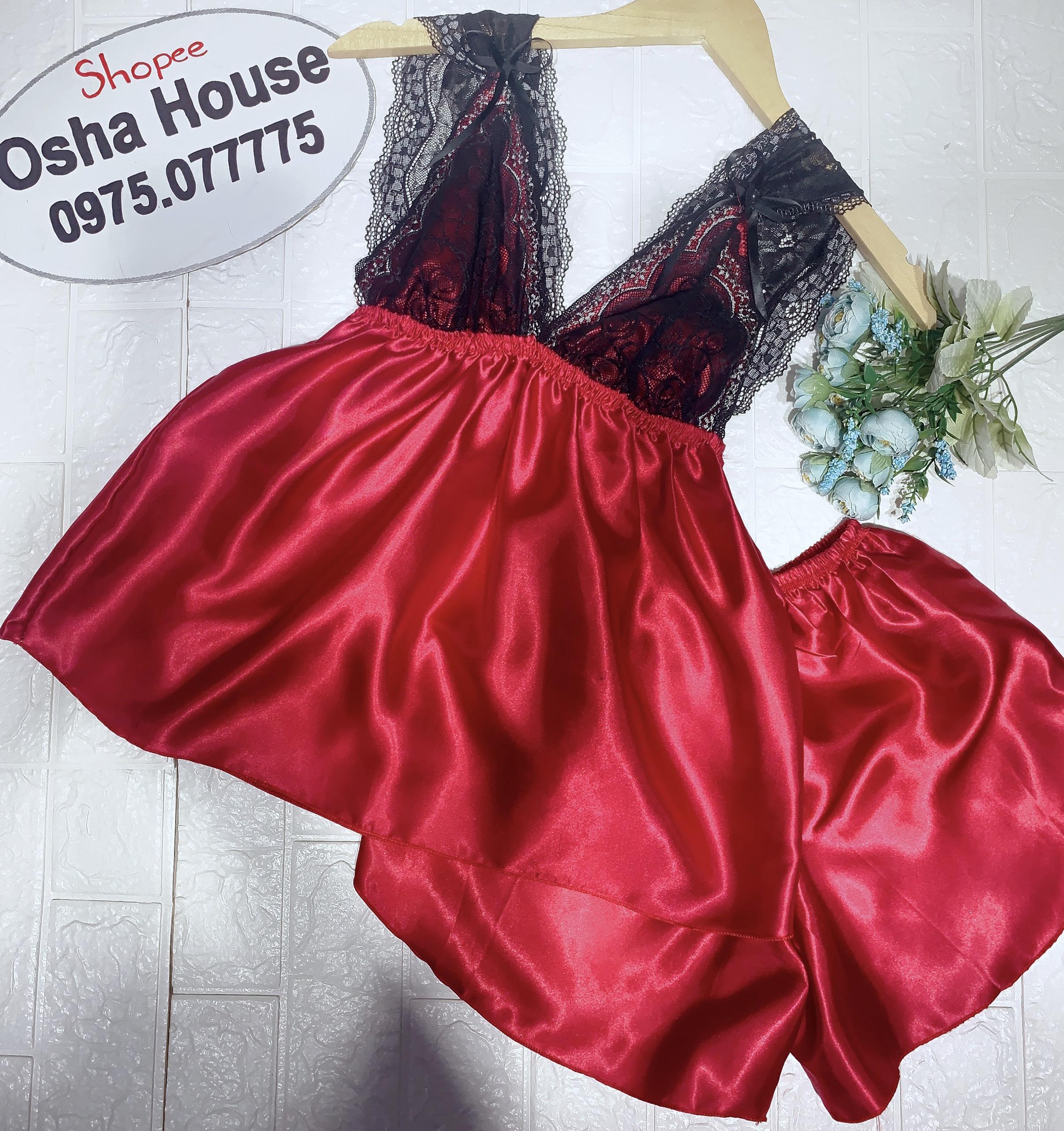 Bộ phi lụa đùi phối ren mềm bản lớn sexy