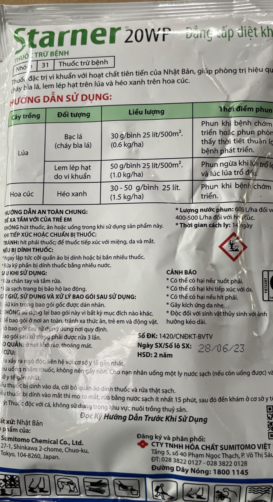 Đặc trừ vi khuẩn Starner 20WP cây trồng