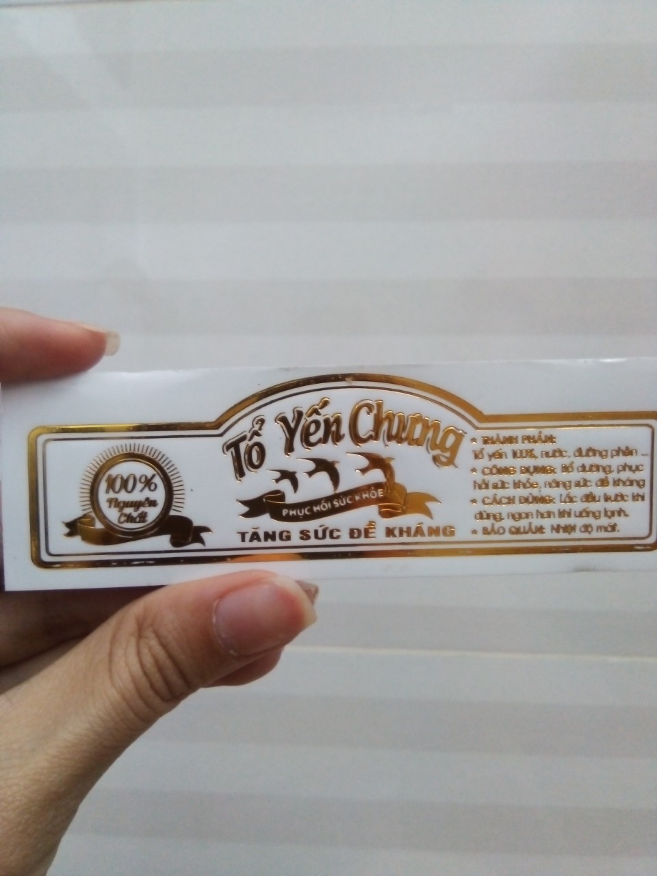 [HCM]Combo 10 Tem ép kim dán hủ thủy tinh đựng yến
