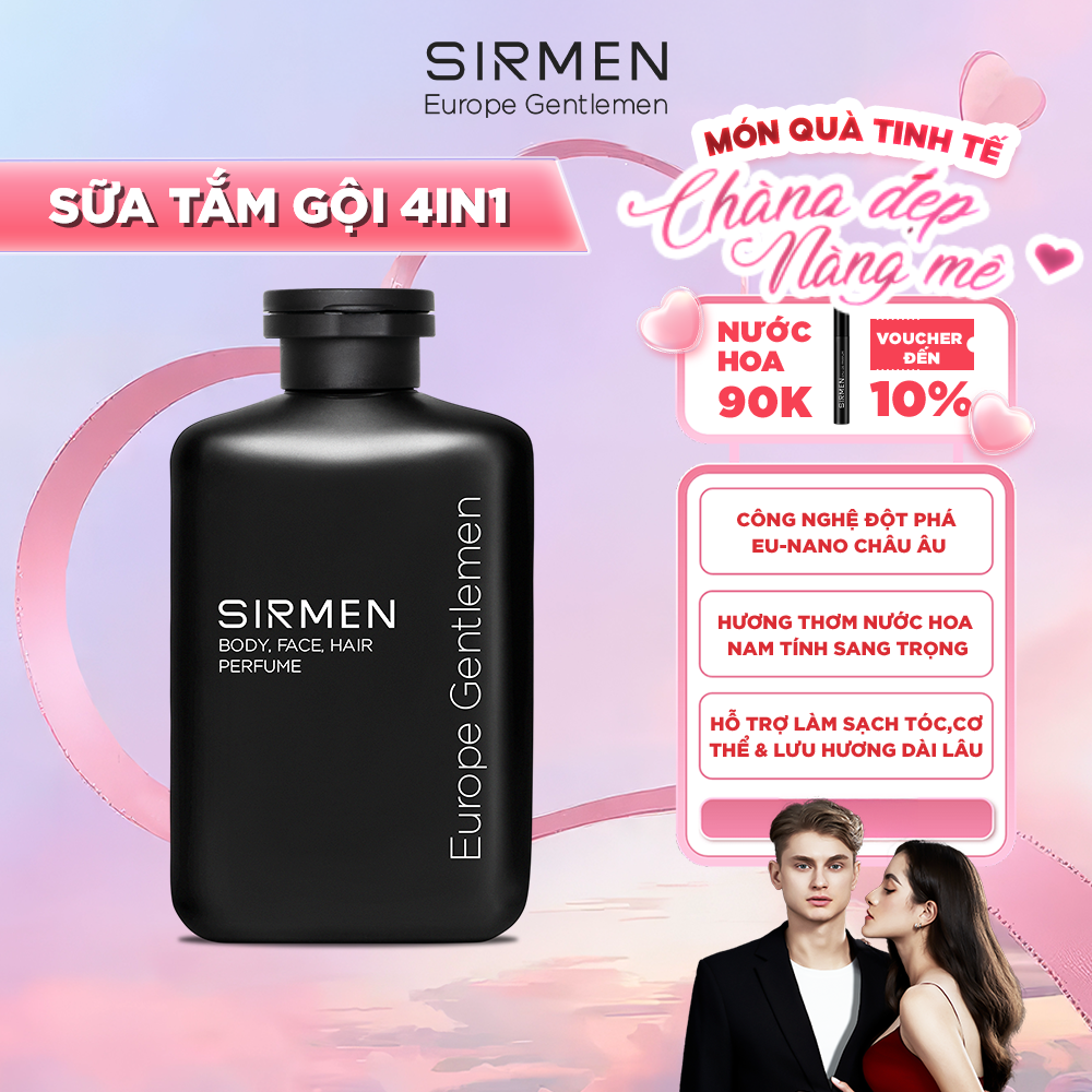 Sữa tắm gội nam 4 in 1 hương nước hoa châu Âu SIRMEN Gentlemen dòng cao cấp 350g