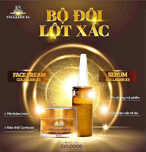 [ Chính hãng] Combo Kem Face Collagen X3 + Serum – Mờ nám Trắng da
