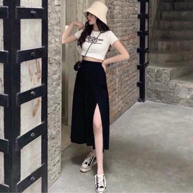 Váy xẻ tà dáng dài cho ce