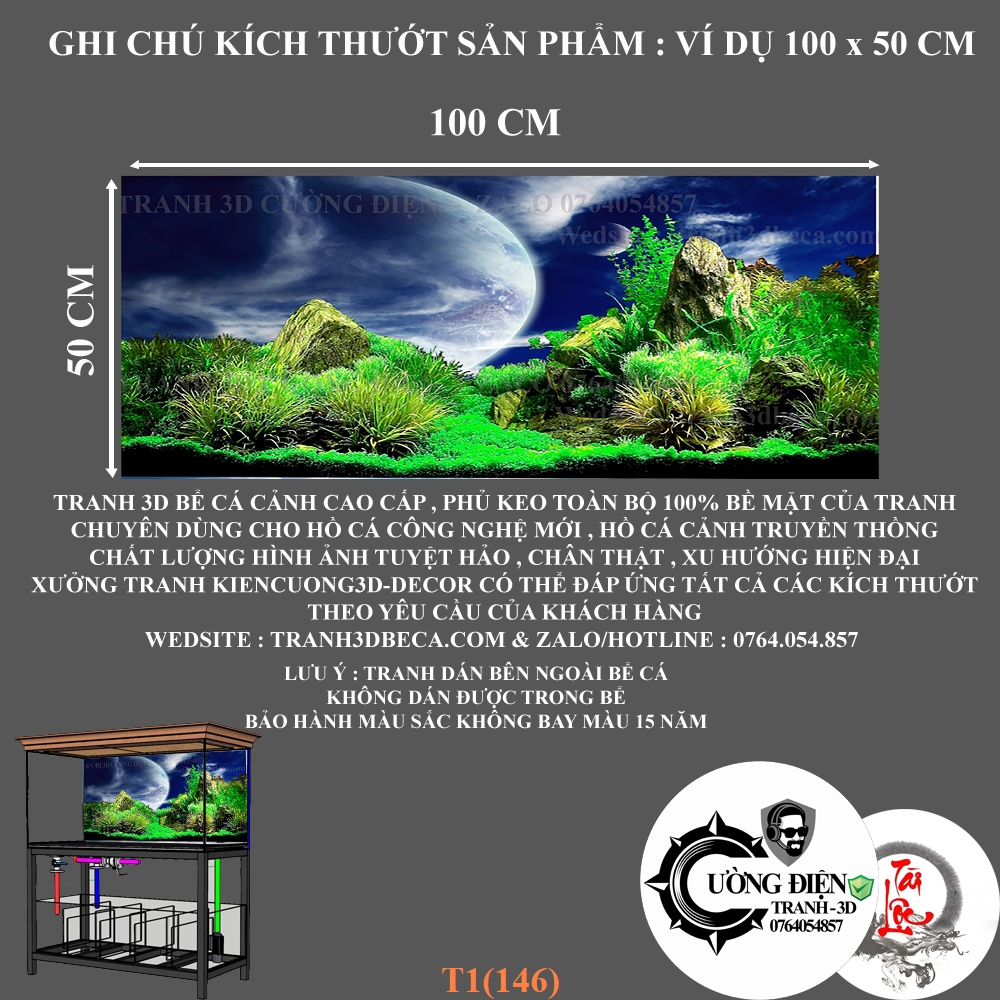 Tranh 3D dán bể cá cảnh hồ thuỷ sinh