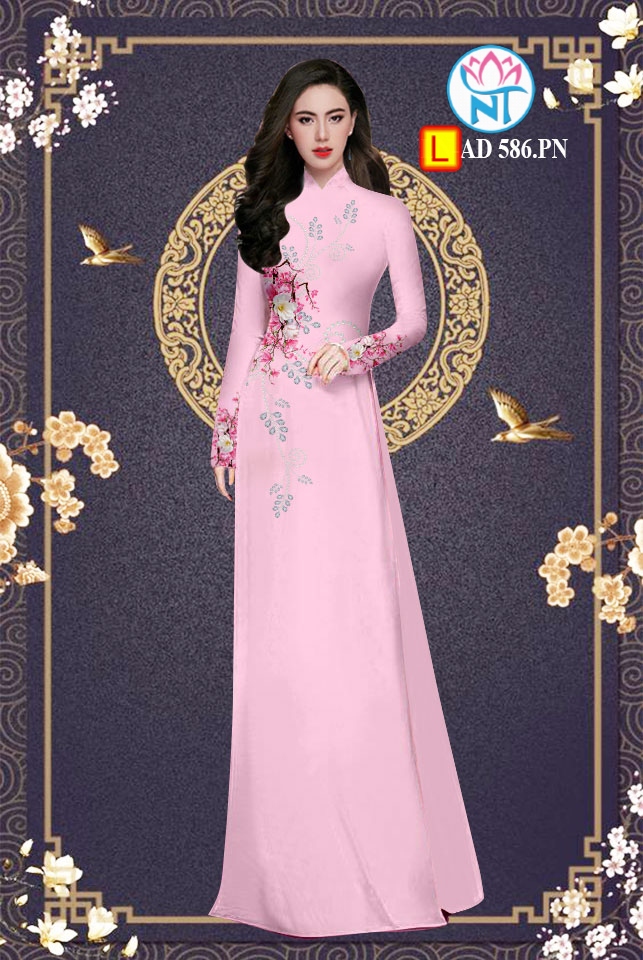 Vải áo dài 3d hoa eo - l 586