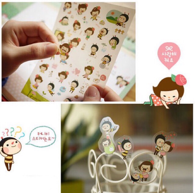 [HCM]Bộ 6 tấm sticker trang trí Ong vàng