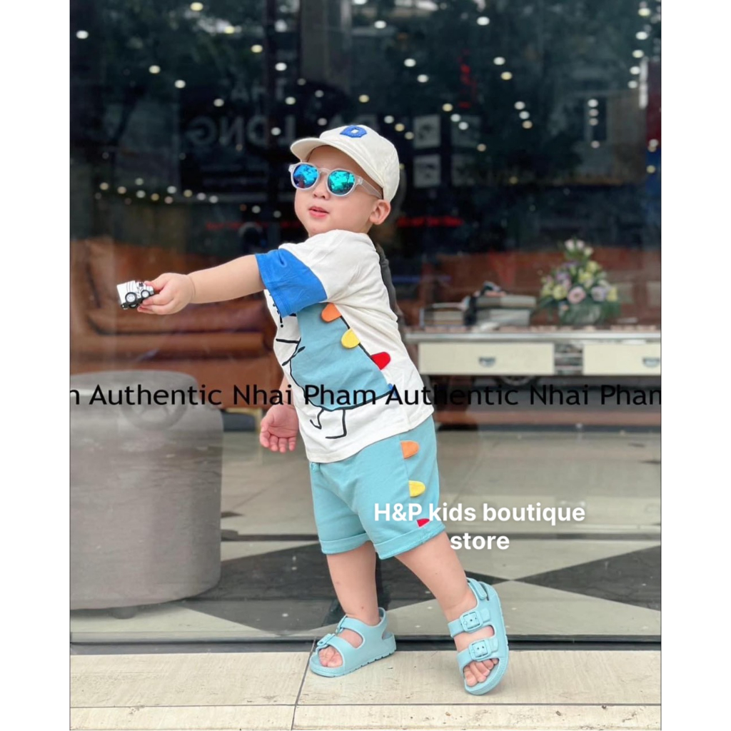 Sale bộ cotton khủng long bé trai