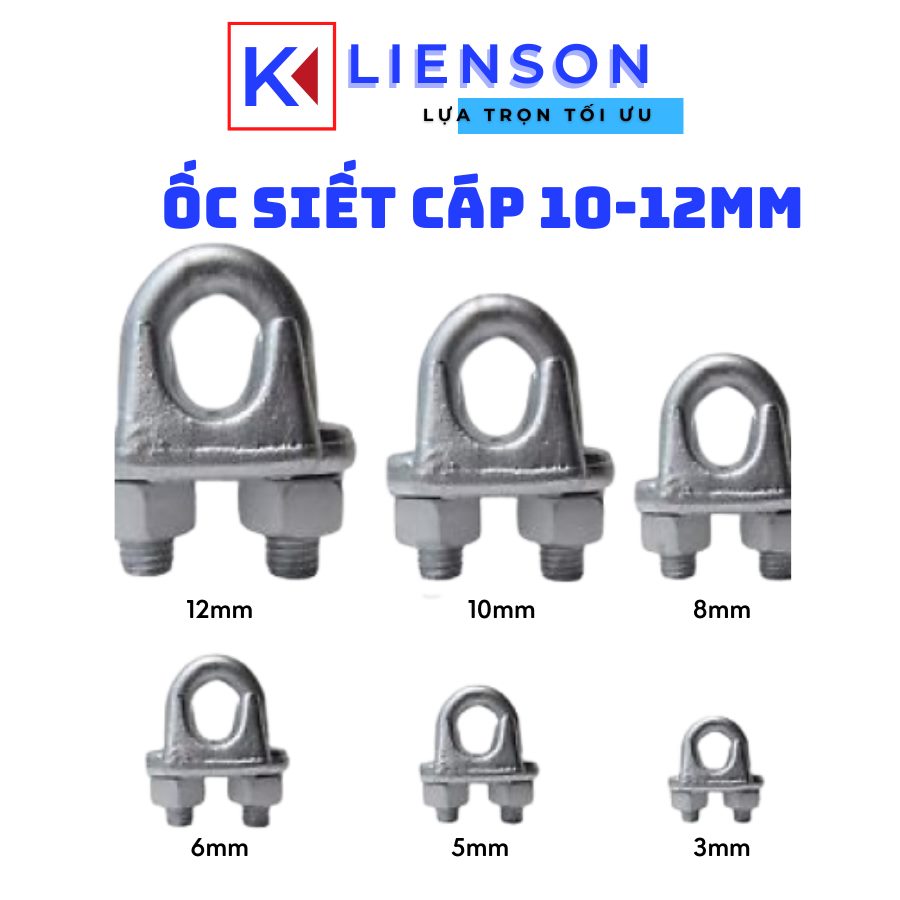Ốc siết cáp mạ kẽm từ 10mm, 12mm