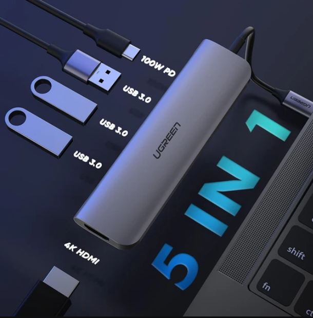 Cáp chuyển USB-C sang HDMI kèm Hub USB 3.0 Ugreen 50209