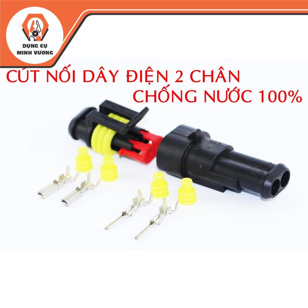 Cút nối, jack, đầu nối dây điện hai 2 chân chống nước dùng cho xe máy, xe hơi, ô tô