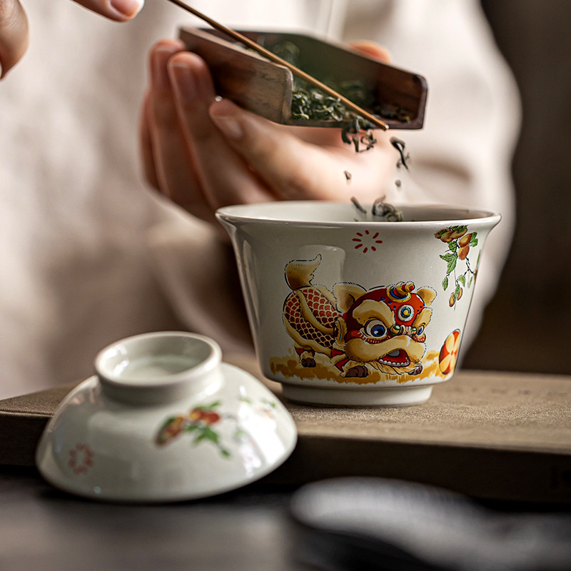 Chén Khải Tiềm Trà Bằng Sứ Cảnh Đức Trấn