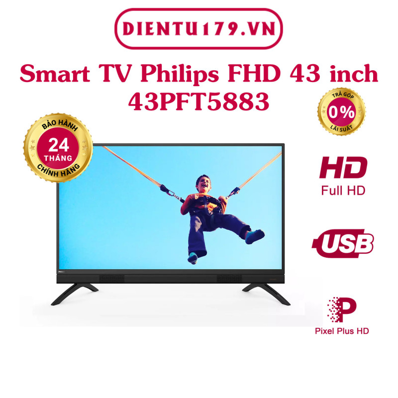 Bảng giá Hàng chính hãng - Tivi Philips Full HD 43 inch 43PFT5883, BH 2 năm