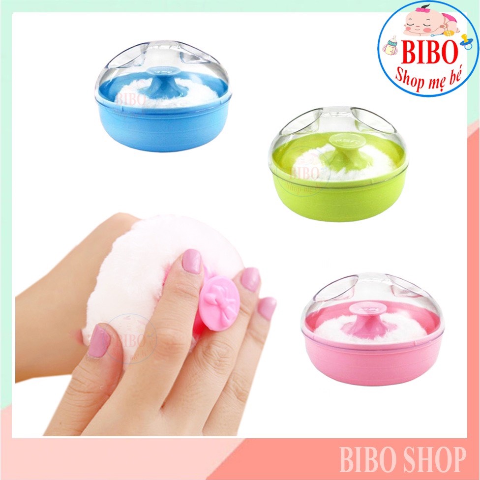 Hộp đựng kèm bông chậm phấn rơm, Hộp đựng phấn em bé