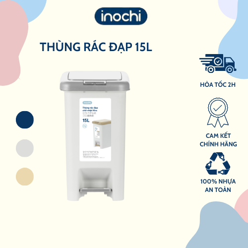 Thùng rác đạp chữ nhật Hiro 15L - Thùng rác gia đình, Thùng rác đa năng, Thùng rác văn phòng - Thân thiện và Tiện dụng - Hàng chính hãng INOCHI - Tiêu chuẩn Nhật Bản