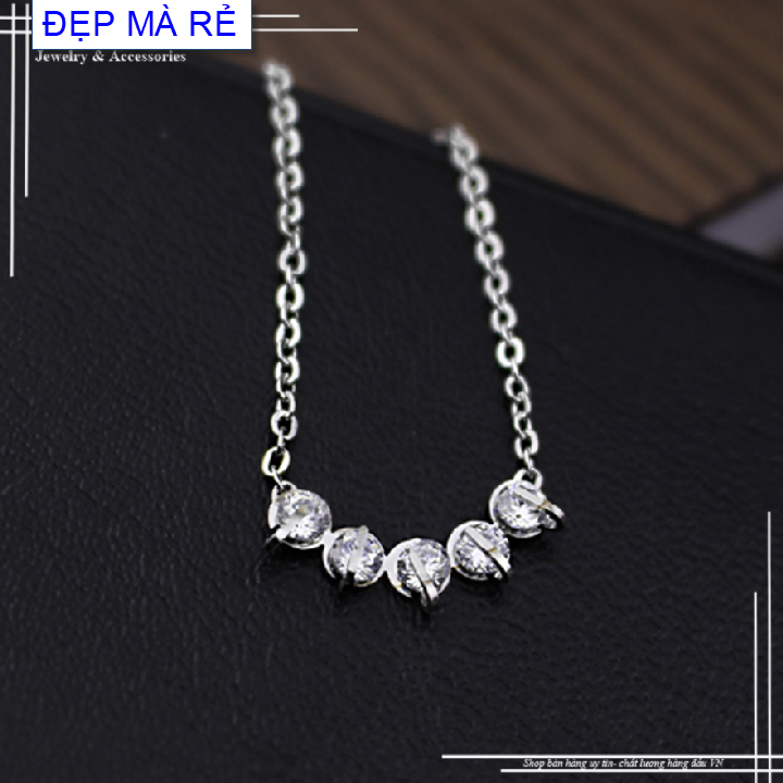 Child chain stainless steel applique 5 stones lovely-commitment 1 Đổi 1 if Hoen, rust