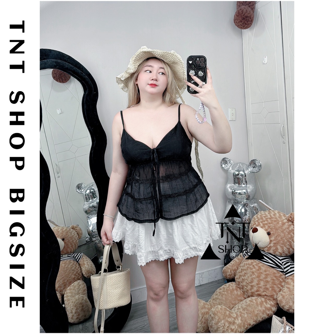 ÁO LƯỚI 2 DÂY CỔ V  [TNT SHOP BIGSIZE 60KG 90KG]
