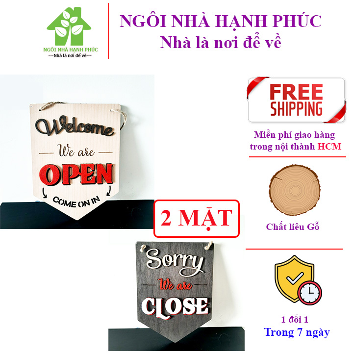 Bảng gỗ decor trang trí shop 🚀open - close 2 mặt🚀
