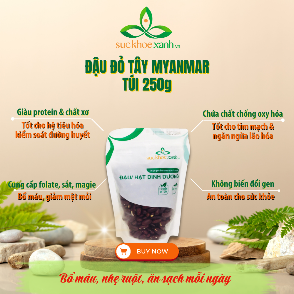Đậu Đỏ Tây Myanmar 250g Sức Khỏe Xanh - Không biến đổi gen - Bổ sung dinh dưỡng - Thực dưỡng, ăn kiêng