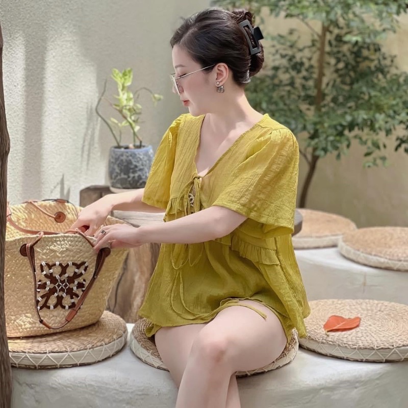 [Ảnh thật /Videos] Set Sơ mi rộng mềm mịn mặc lên siêu xinh hot trend