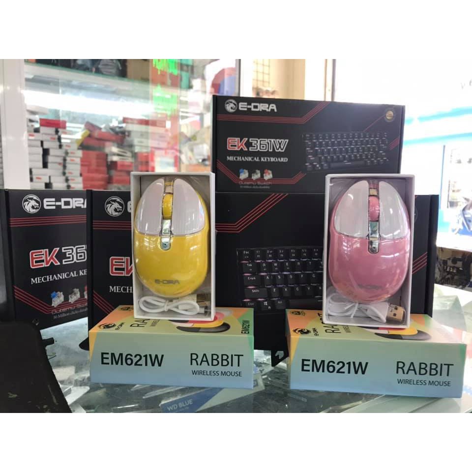 Chuột Bluetooth/ Wireless E-Dra EM621W Rabbit Pin Sạc - Hàng  BH 2 Năm