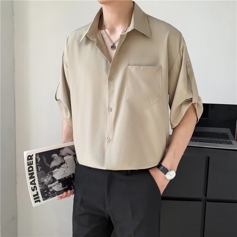 Áo sơ mi nam ngắn tay form rộng Hàn Quốc có túi mẫu T01010 thời trang PONIVALAZA cao cấp mẫu mới cực hot