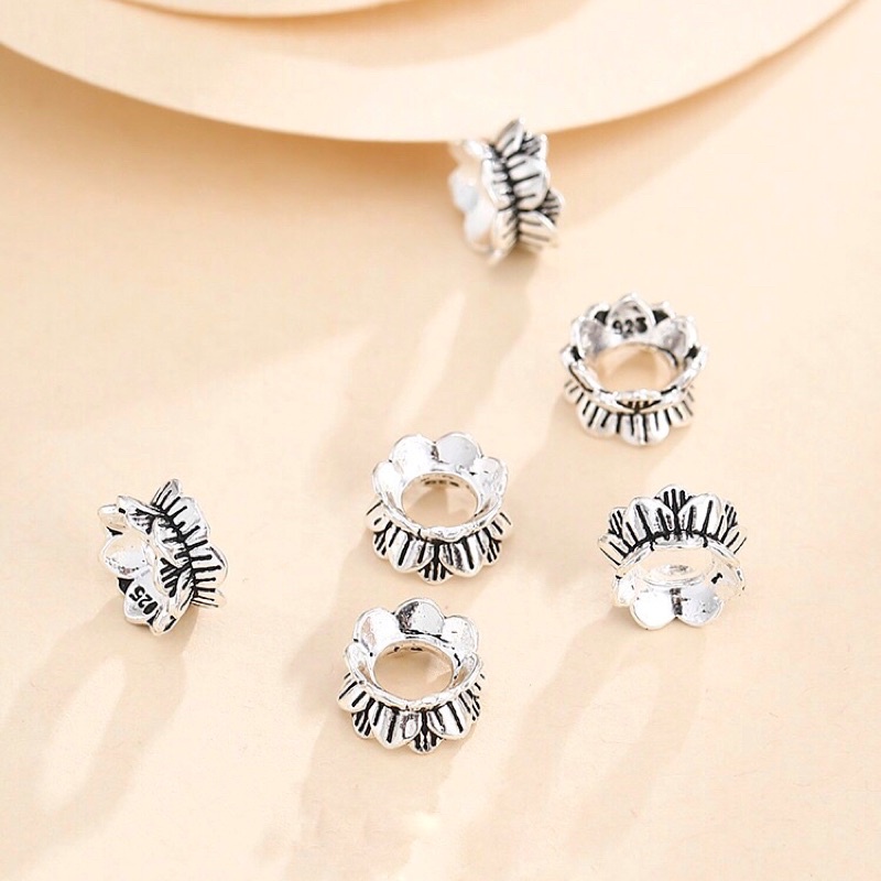 [S925] Charm bạc ốp đá hoa sen - MH328