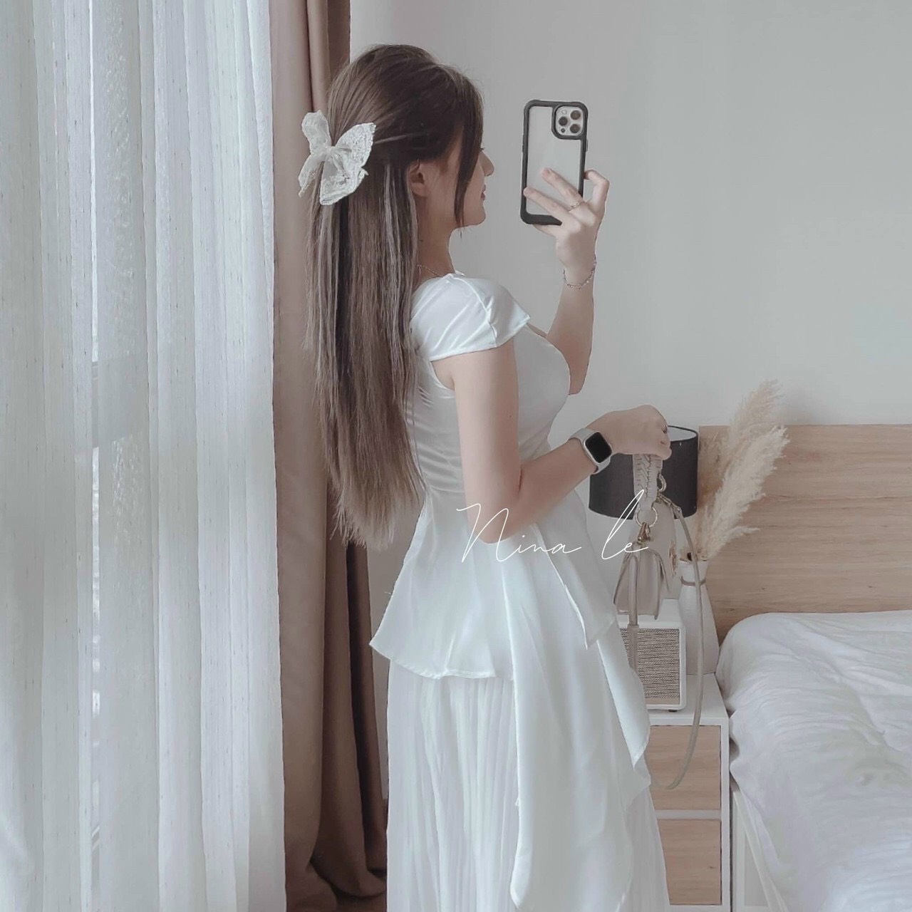 Sét bộ đồ nữ áo vải lụa kèm chân váy