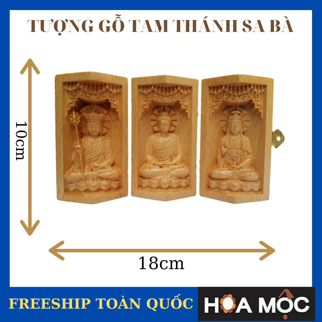[HCM]Hộp Tượng Gỗ Tam Thánh Sa Bà